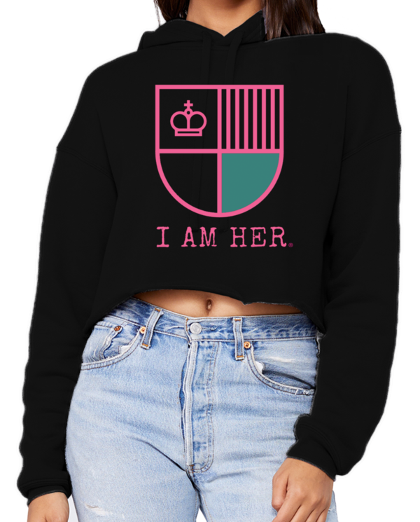 I AM HER Shield Women's Cropped Fleece Hoodie - Pink