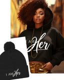 I AM HER Signature Cropped Hoodie + Jogger + Pom-Pom Beanie Set