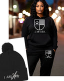 I AM HER Shield Hoodie + Jogger + Pom-Pom Beanie Set