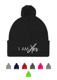 I AM HER Shield Cropped Hoodie + Jogger + Pom-Pom Beanie Set