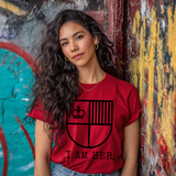 I AM HER Shield Tee: Empowering Women's Graphic T-Shirt