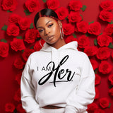 I AM HER Signature - Women's Cropped Fleece Hoodie - White