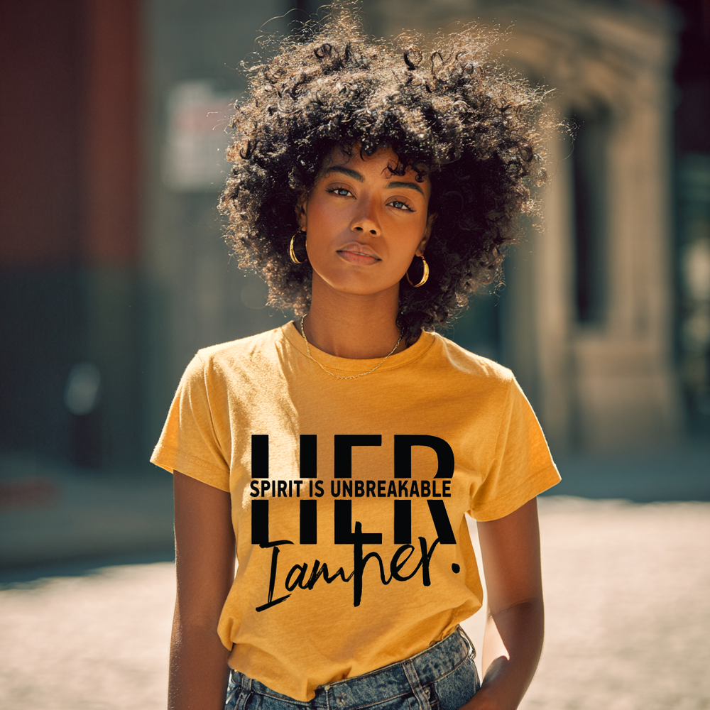 HER Spirit is Unbreakable Women's Tee – HER Light Can’t Be Dimmed