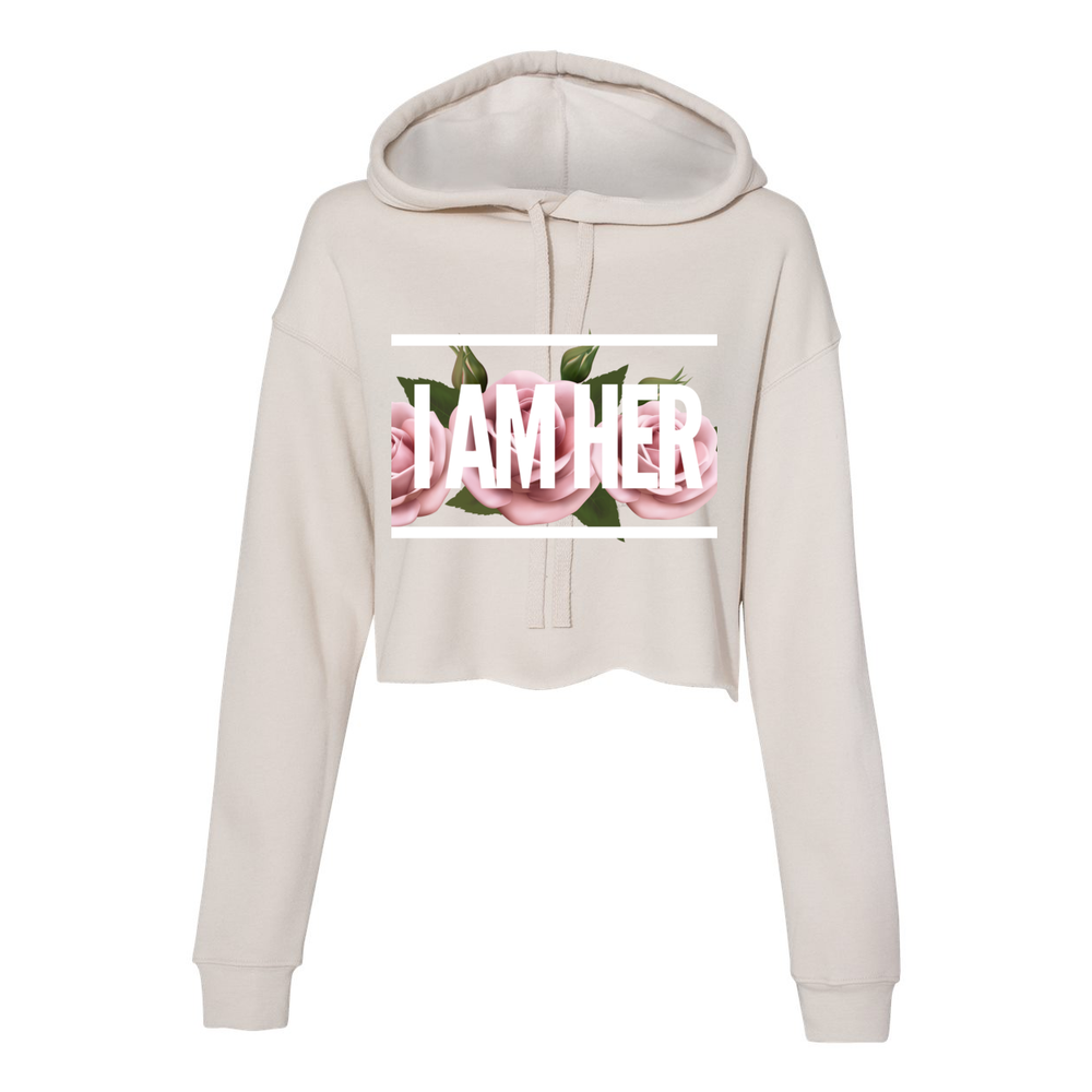 I AM HER en Rose - Women's Cropped Fleece Hoodie - Cream