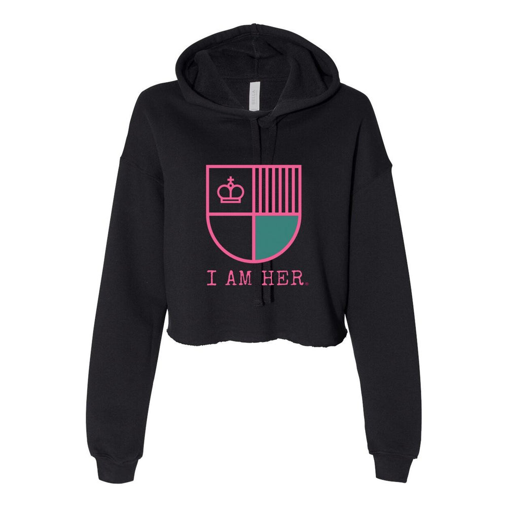 I AM HER Shield Women's Cropped Fleece Hoodie - Pink