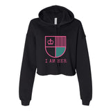 I AM HER Shield Women's Cropped Fleece Hoodie - Pink