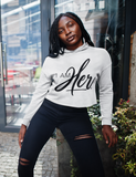 I AM HER Signature - Women's Cropped Fleece Hoodie - White
