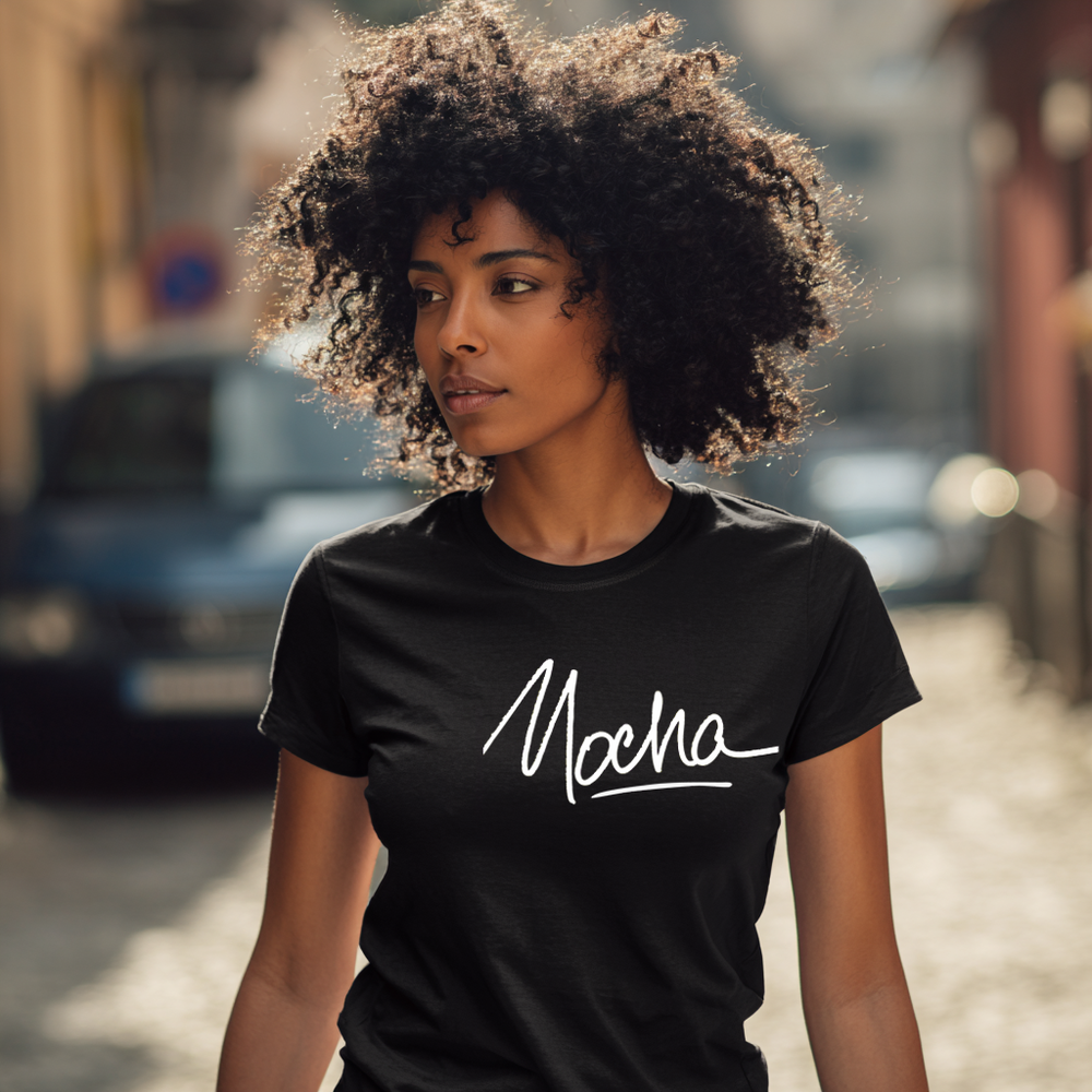 Mocha Women's Tee – Flavors of Her Collection - Bold. Smooth. Beautifully Melanated - White
