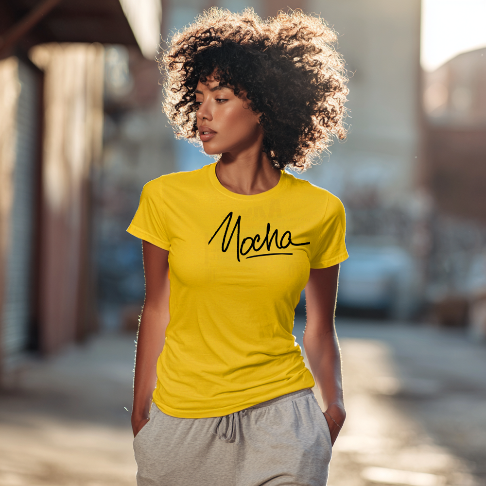 Mocha – Moka | Bold & Beautiful | Women's Tee - White on Black