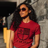 I AM HER Shield Tee: Empowering Women's Graphic T-Shirt