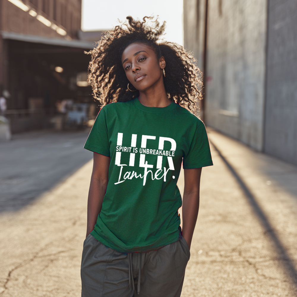 HER Spirit is Unbreakable Women's Tee – HER Light Can’t Be Dimmed - White