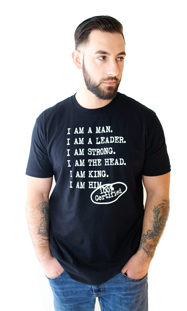 'I AM A MAN' - Casual Men's Tee - Black / Navy - I AM HER Apparel