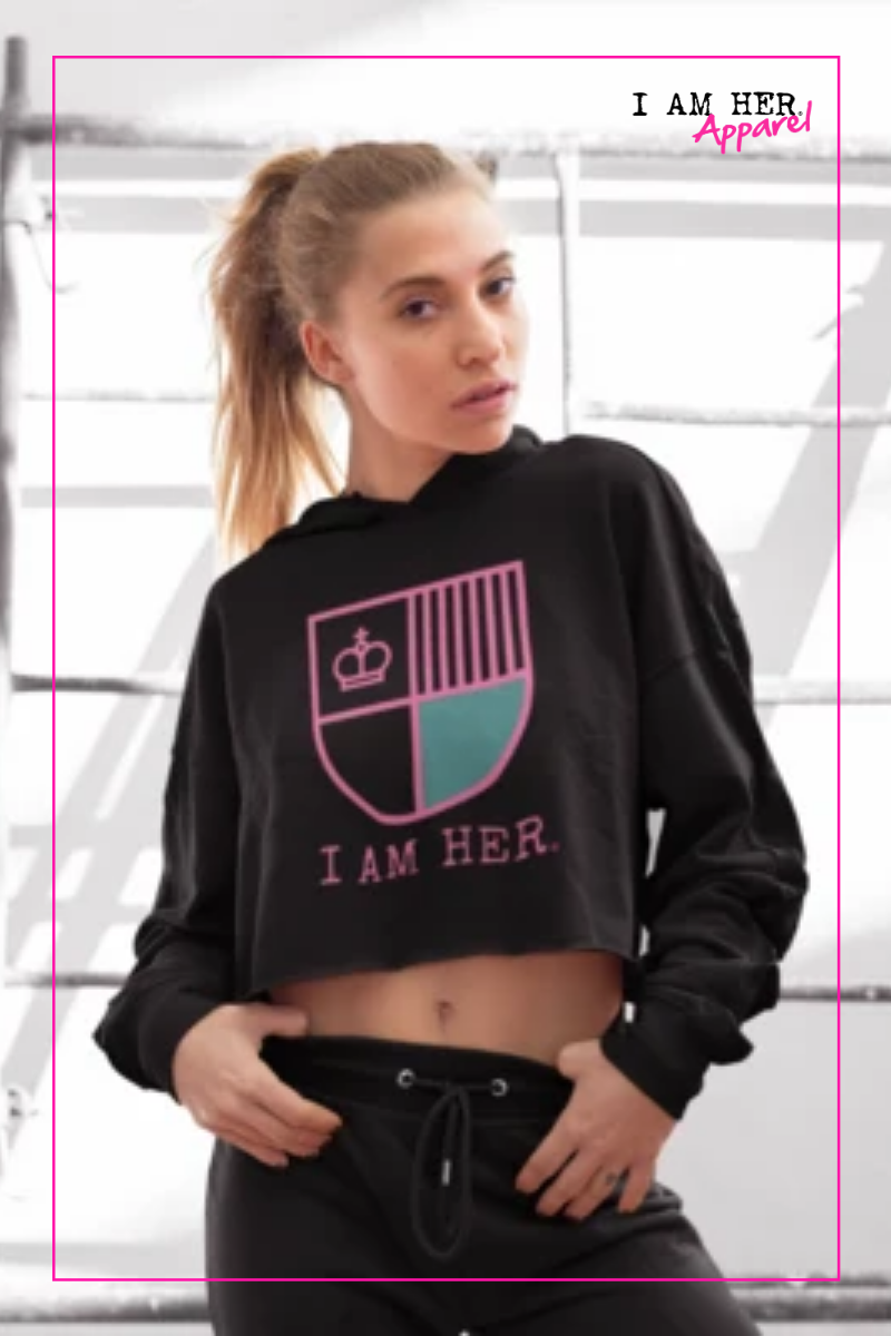 I AM HER Shield Cropped Fleece Hoodie - Pink - I AM HER Apparel