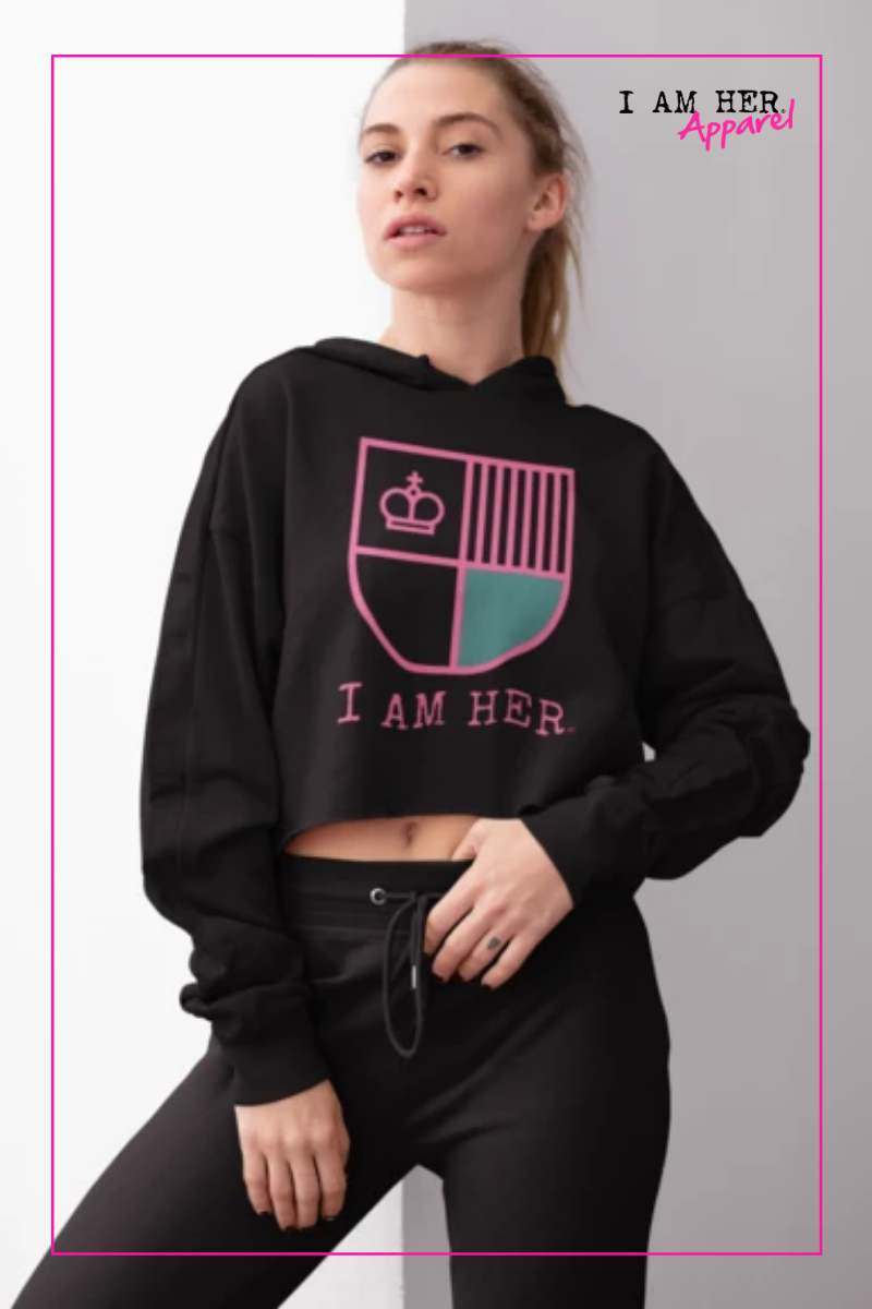 I AM HER Shield Cropped Fleece Hoodie - Pink - I AM HER Apparel