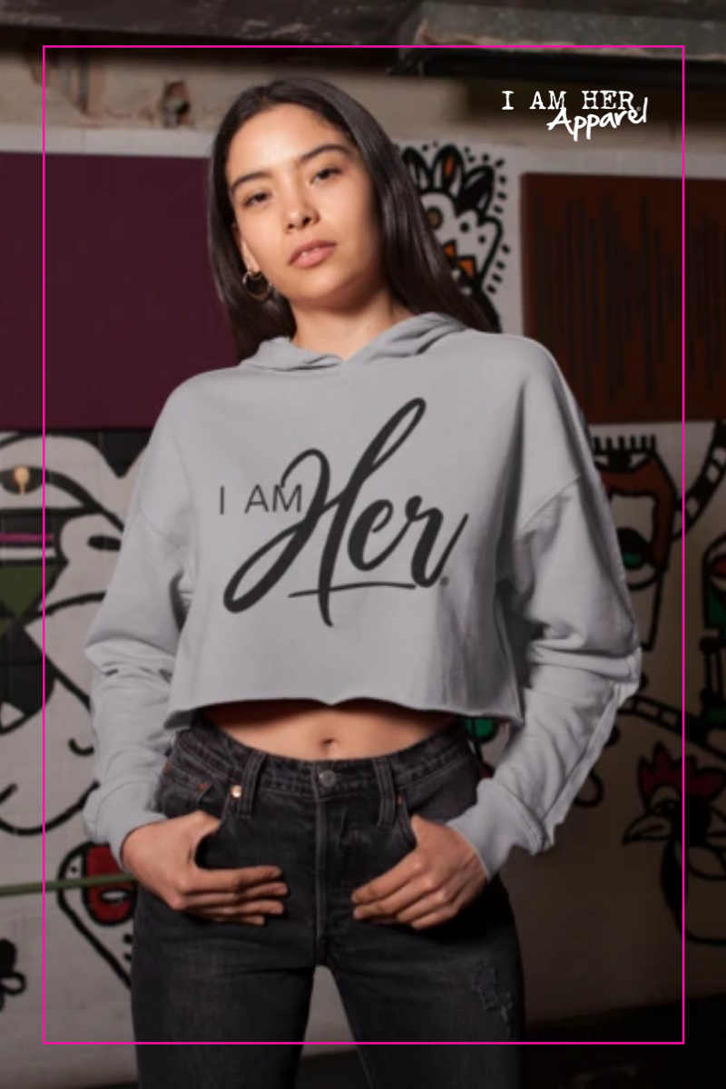 I AM HER Signature Cropped Fleece Hoodie - Gray - I AM HER Apparel