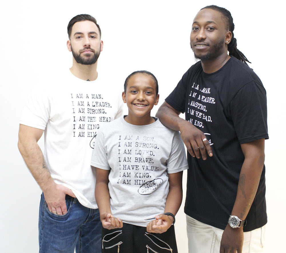 'I AM A MAN' - Casual Men's Tee - Black / Navy - I AM HER Apparel