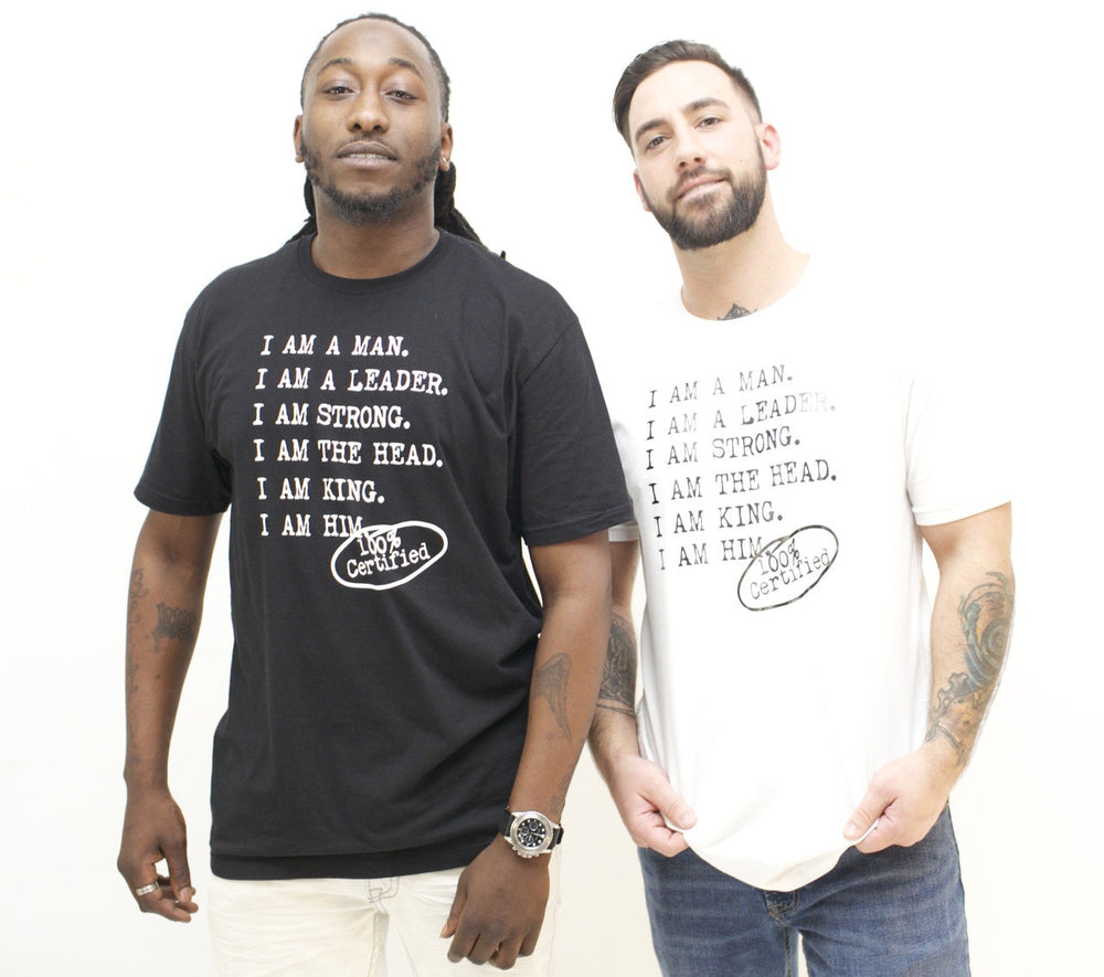 I AM A MAN' - Casual Men's White Tee - I AM HER Apparel