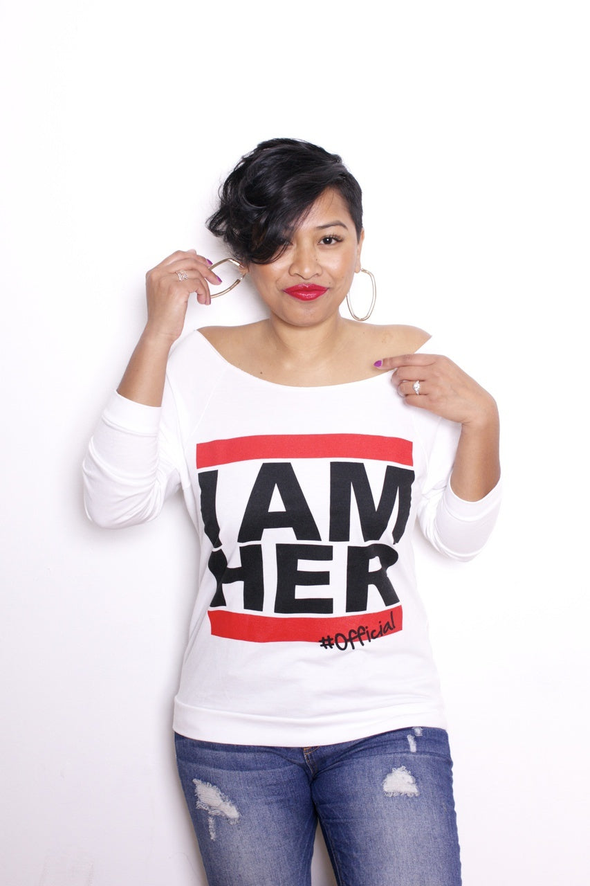I AM HER Women's Wideneck Top - White - I AM HER Apparel