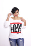 I AM HER Women's Wideneck Top - White - I AM HER Apparel