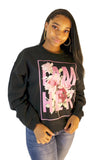 I AM HER Women's Crewneck Sweatshirt Rose Design - Black - I AM HER Apparel