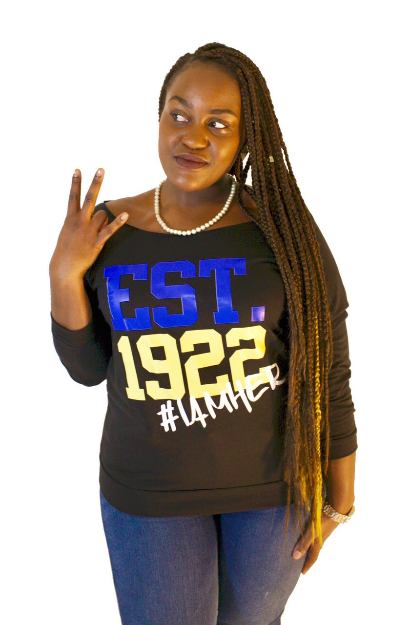 Sigma Gamma Rho Inspired - EST. 1922 Women's Wideneck Top - I AM HER Apparel