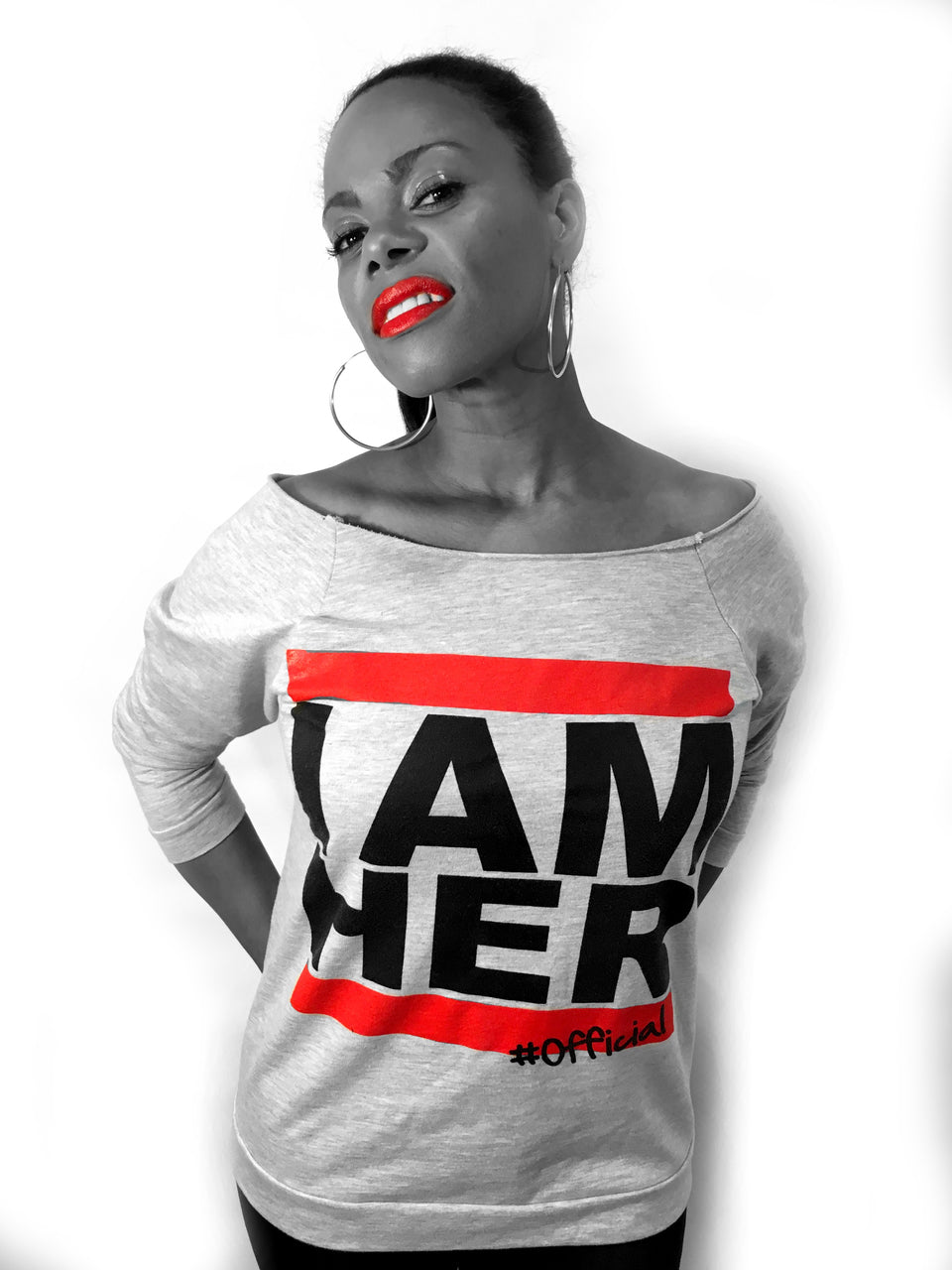 I AM HER Women's Wideneck Top - Gray - I AM HER Apparel