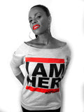 I AM HER Women's Wideneck Top - Gray - I AM HER Apparel