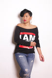 I AM HER Women's Wideneck Top - Black - I AM HER Apparel