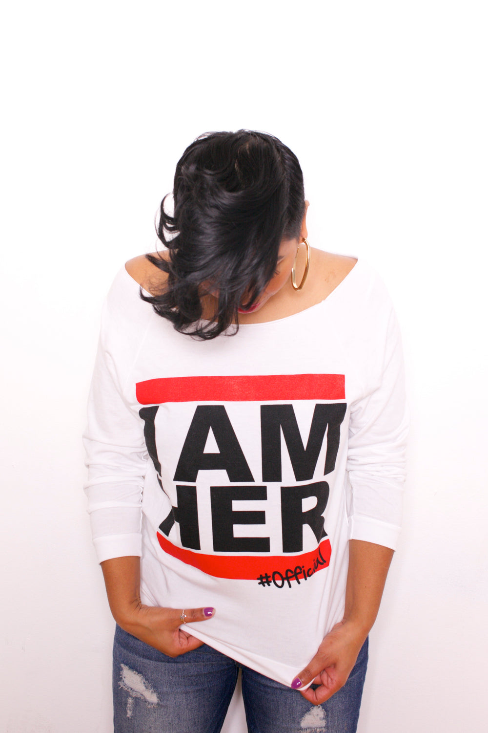 I AM HER Women's Wideneck Top - White - I AM HER Apparel