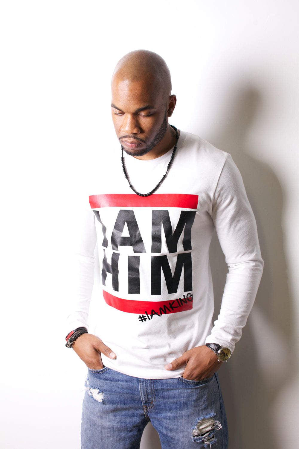 I AM HIM X I AM KING – Casual Men’s Longsleeve Shirt - White - I AM HER Apparel