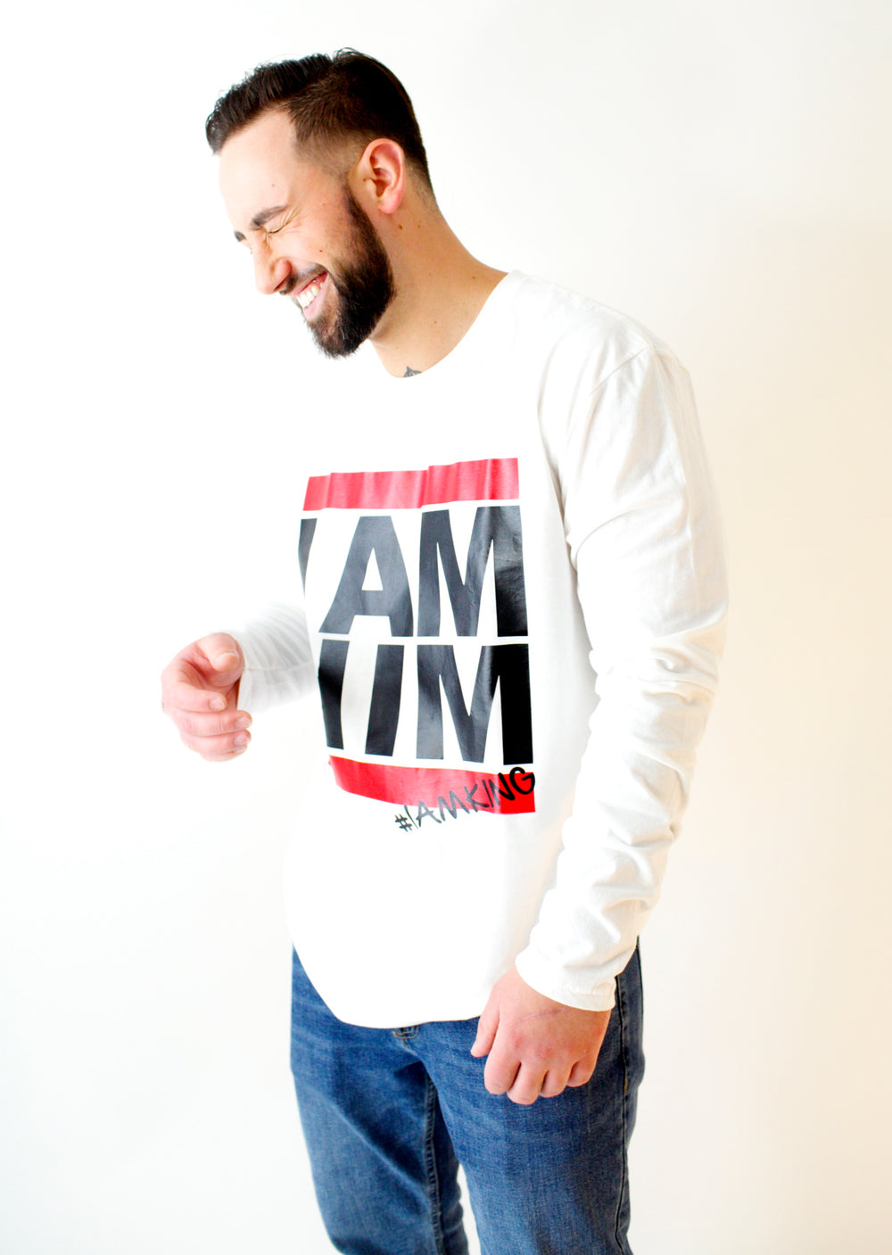 I AM HIM X I AM KING – Casual Men’s Longsleeve Shirt - White - I AM HER Apparel