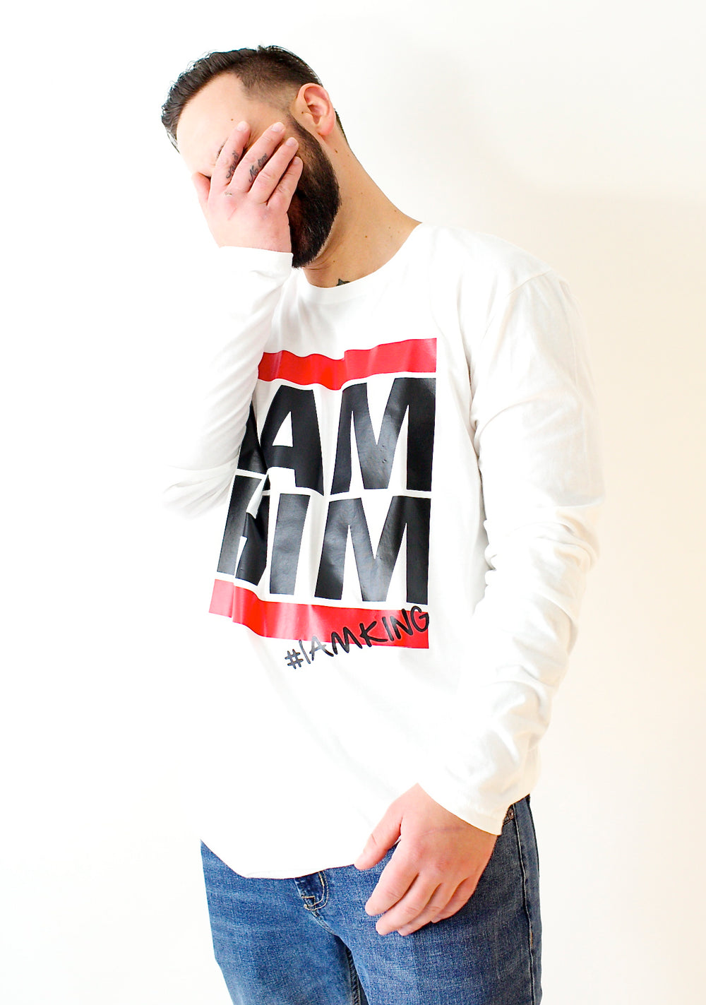 I AM HIM X I AM KING – Casual Men’s Longsleeve Shirt - White - I AM HER Apparel
