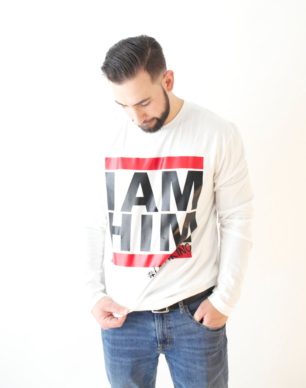 I AM HIM X I AM KING – Casual Men’s Longsleeve Shirt - White - I AM HER Apparel