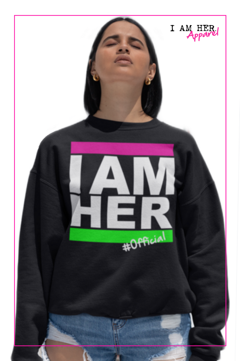 I AM HER Women's Crewneck Sweatshirt - Pink & Green - I AM HER Apparel