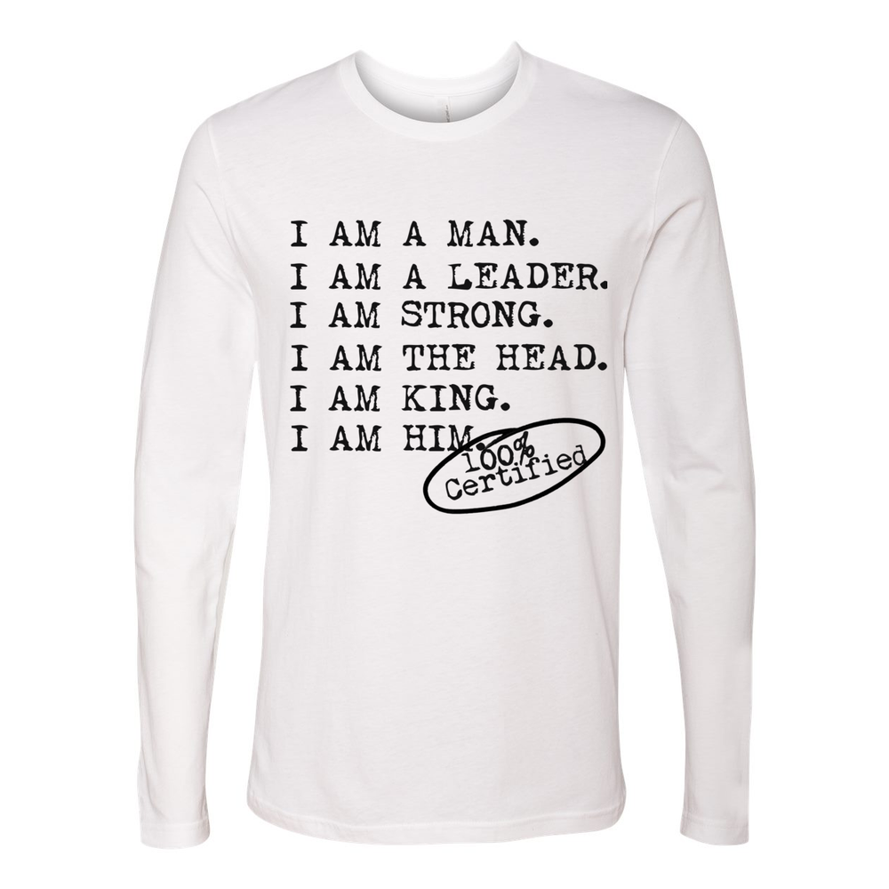 I AM A MAN - Men's White Longsleeve - I AM HER Apparel