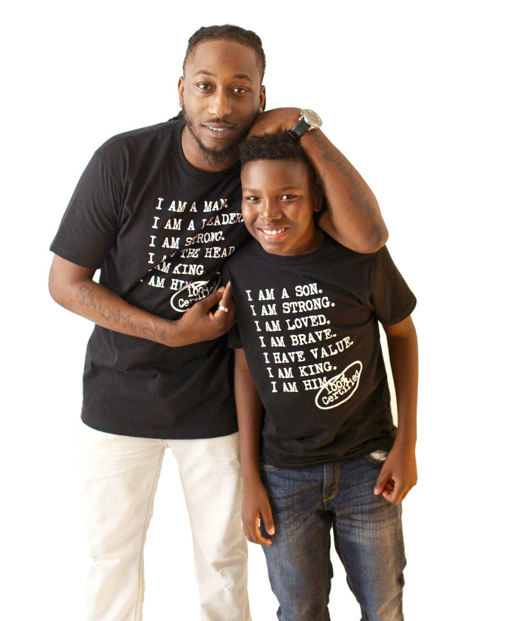 'I AM A MAN' - Casual Men's Tee - Black / Navy - I AM HER Apparel