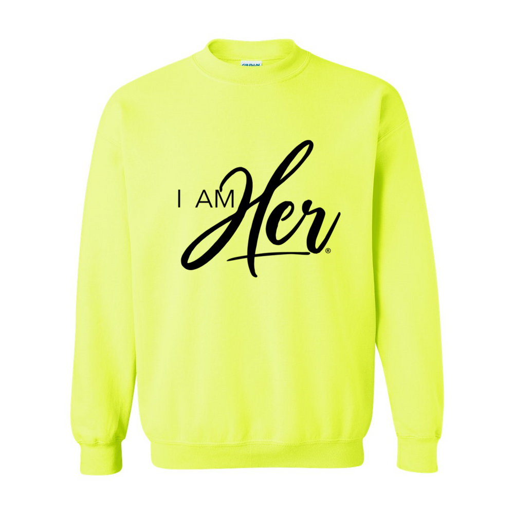 Print Melon Inc. I Am Her Signature Women s Crewneck Sweater Neon Green L Neon Green