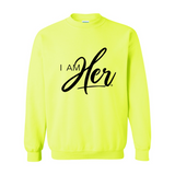 I AM HER Signature Women's Crewneck Sweater - Neon Green - I AM HER Apparel