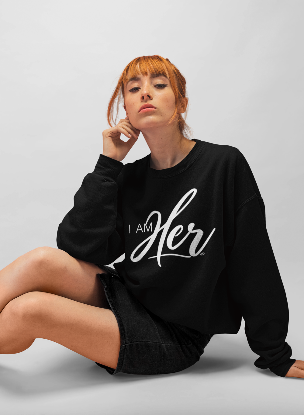 I AM HER Signature Women's Crewneck Sweater - Black - I AM HER Apparel