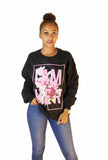 I AM HER Women's Crewneck Sweatshirt Rose Design - Black - I AM HER Apparel