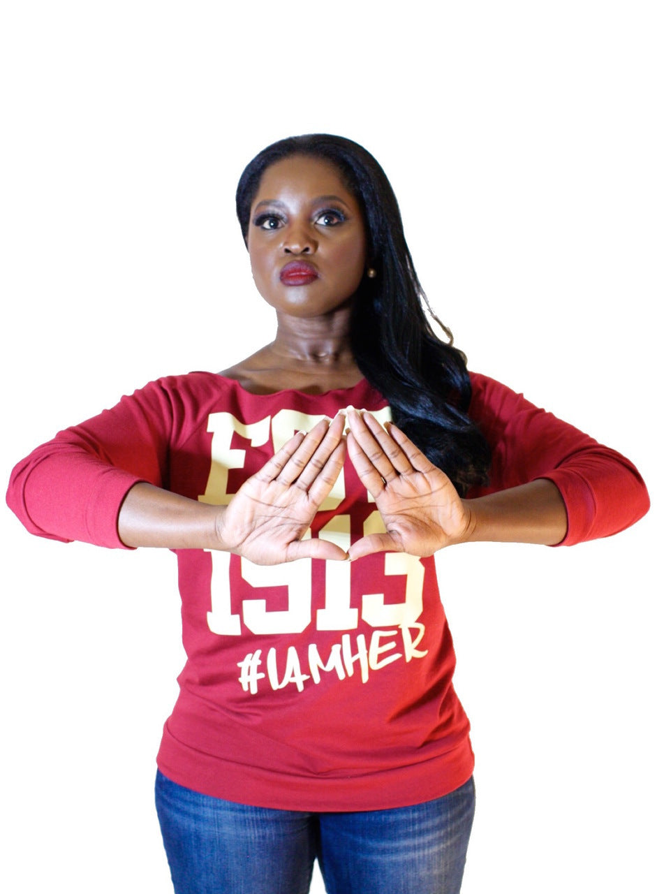 Delta Sigma Theta Inspired - EST. 1913 Women's Wideneck Top - I AM HER Apparel