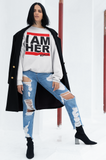 I AM HER Women's Crewneck Sweatshirt - White - I AM HER Apparel