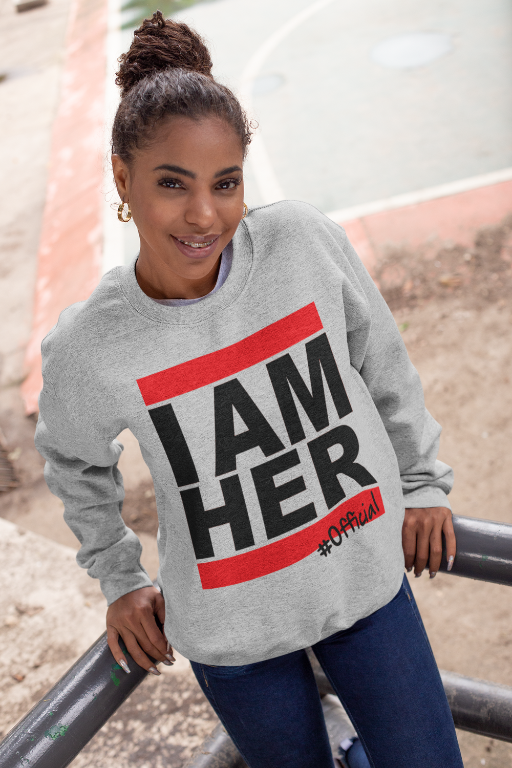 I AM HER Women's Crewneck Sweatshirt - Gray - I AM HER Apparel