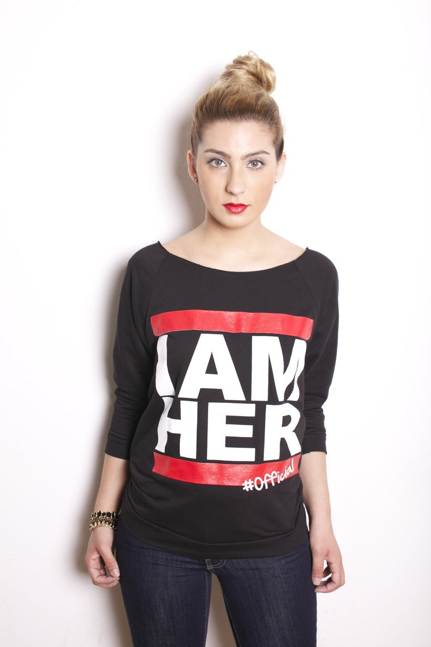 I AM HER Women's Wideneck Top - Black - I AM HER Apparel