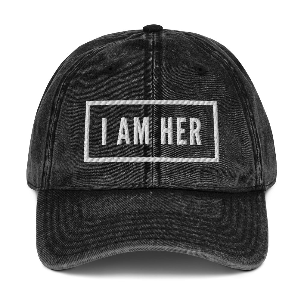 I AM HER Bold Statement Vintage Denim Cap - I AM HER Apparel