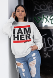 I AM HER Women's Crewneck Sweatshirt - White - I AM HER Apparel