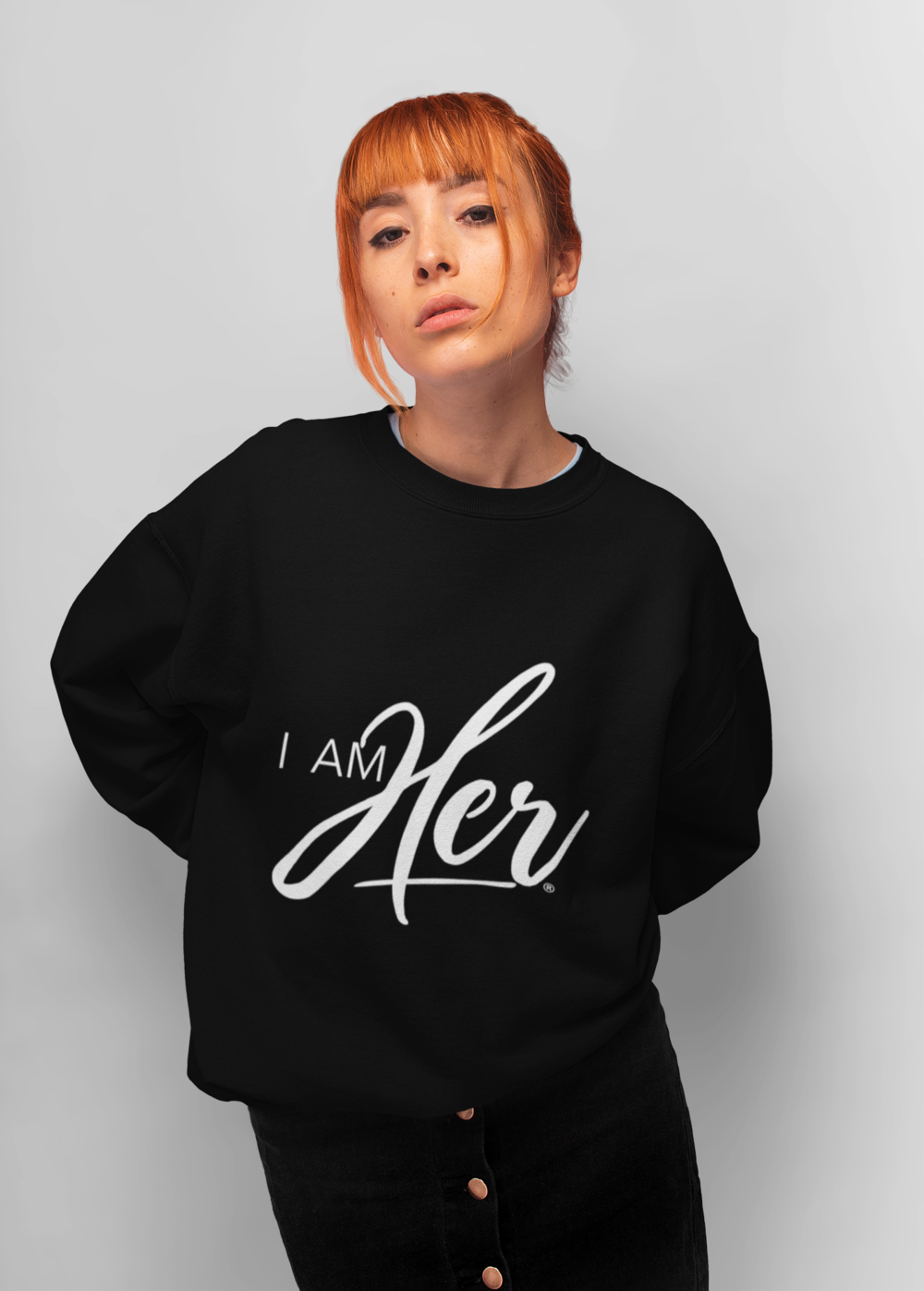 I AM HER Signature Women's Crewneck Sweater - Black - I AM HER Apparel