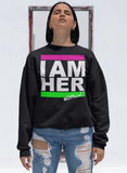 I AM HER Women's Crewneck Sweatshirt - Pink & Green - I AM HER Apparel