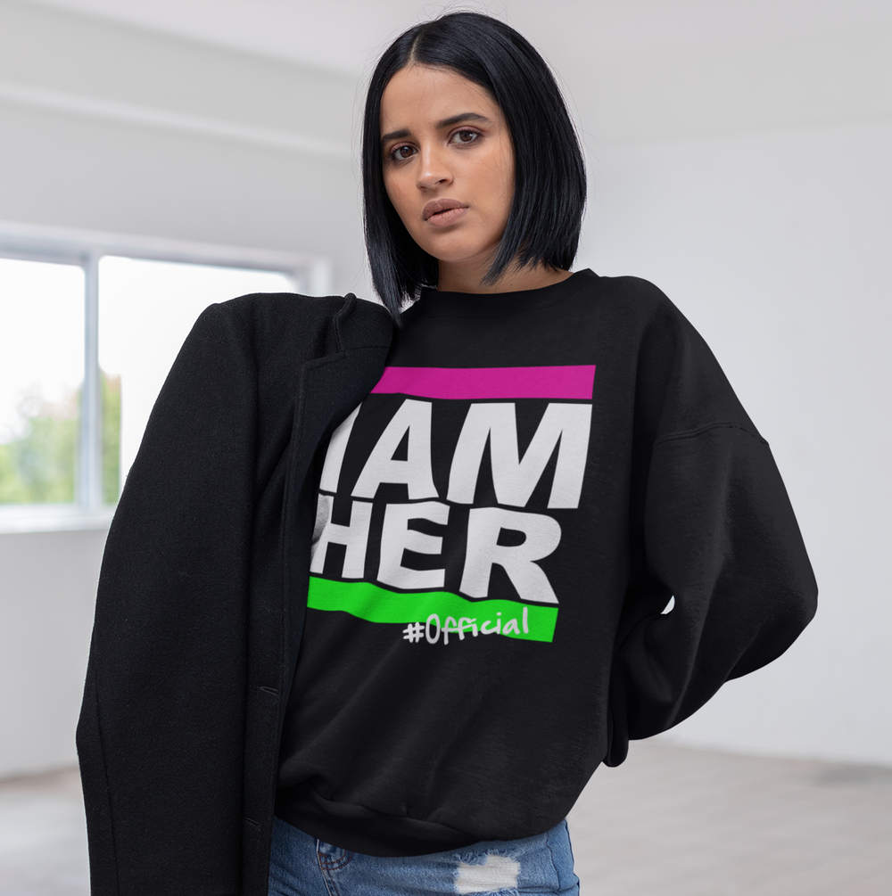 I AM HER Women's Crewneck Sweatshirt - Pink & Green - I AM HER Apparel