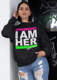 I AM HER Women's Crewneck Sweatshirt - Pink & Green - I AM HER Apparel